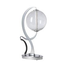 Load image into Gallery viewer, Pression LED Table Lamp in Sterling/Leather Black/Crackle Glass.
