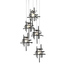 Load image into Gallery viewer, Tura Multi Light Pendant Light in Black/Frosted Glass (Long/5-Light).
