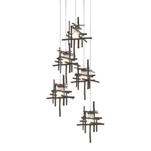 Load image into Gallery viewer, Tura Multi Light Pendant Light in Bronze/Frosted Glass (Long/5-Light).
