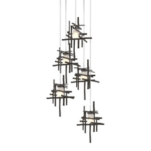 Load image into Gallery viewer, Tura Multi Light Pendant Light in Oil Rubbed Bronze/Frosted Glass (Long/5-Light).
