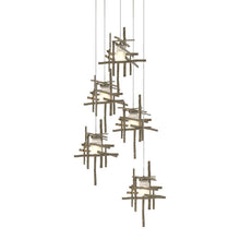 Load image into Gallery viewer, Tura Multi Light Pendant Light in Soft Gold/Frosted Glass (Long/5-Light).

