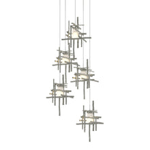 Load image into Gallery viewer, Tura Multi Light Pendant Light in Sterling/Frosted Glass (Long/5-Light).
