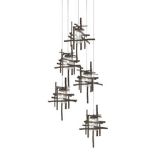 Load image into Gallery viewer, Tura Multi Light Pendant Light in Bronze/Seeded Clear Glass (Long/5-Light).
