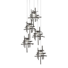 Load image into Gallery viewer, Tura Multi Light Pendant Light in Dark Smoke/Seeded Clear Glass (Long/5-Light).
