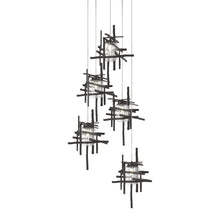Load image into Gallery viewer, Tura Multi Light Pendant Light in Oil Rubbed Bronze/Seeded Clear Glass (Long/5-Light).
