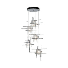 Load image into Gallery viewer, Tura Multi Light Pendant Light in Sterling/Seeded Clear Glass (Long/5-Light).
