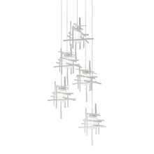Load image into Gallery viewer, Tura Multi Light Pendant Light in White/Seeded Clear Glass (Long/5-Light).
