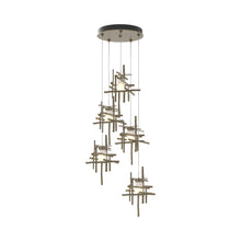 Load image into Gallery viewer, Tura Multi Light Pendant Light in Soft Gold/Frosted Glass (Standard/5-Light).
