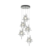 Load image into Gallery viewer, Tura Multi Light Pendant Light in Vintage Platinum/Frosted Glass (Standard/5-Light).
