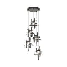Load image into Gallery viewer, Tura Multi Light Pendant Light in Dark Smoke/Seeded Clear Glass (Standard/5-Light).
