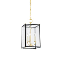 Load image into Gallery viewer, Chaselton Pendant Light in Aged Brass/Darkest Blue (3-Light).

