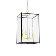 Load image into Gallery viewer, Chaselton Pendant Light in Aged Brass/Darkest Blue (4-Light).
