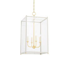 Load image into Gallery viewer, Chaselton Pendant Light in Aged Brass/Off White (4-Light).
