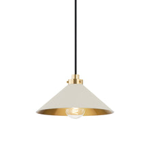 Load image into Gallery viewer, Clivedon Pendant Light in Aged Brass/Off-White (Small).
