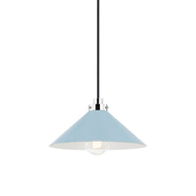 Load image into Gallery viewer, Clivedon Pendant Light in Polished Nickel/Bird Blue (Small).
