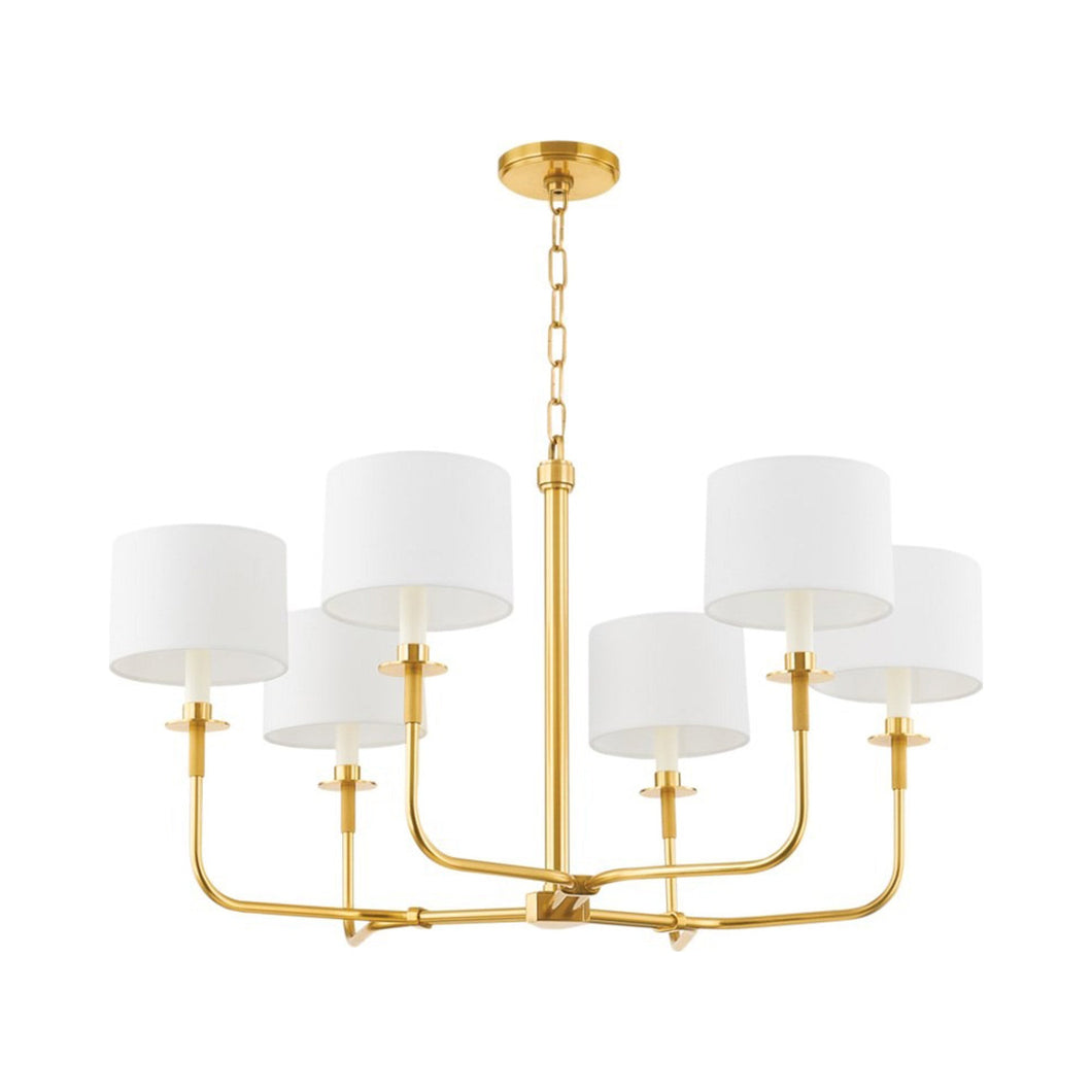Paramus Chandelier in Aged Brass (6-Light).