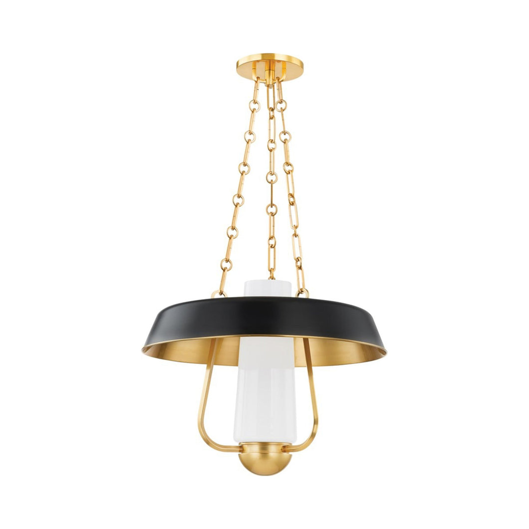 Provincetown Pendant Light in Aged Brass/Soft Black.