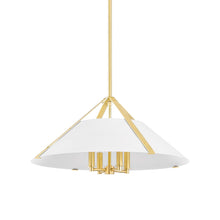 Load image into Gallery viewer, Raymond Pendant Light in Aged Brass/Soft White.
