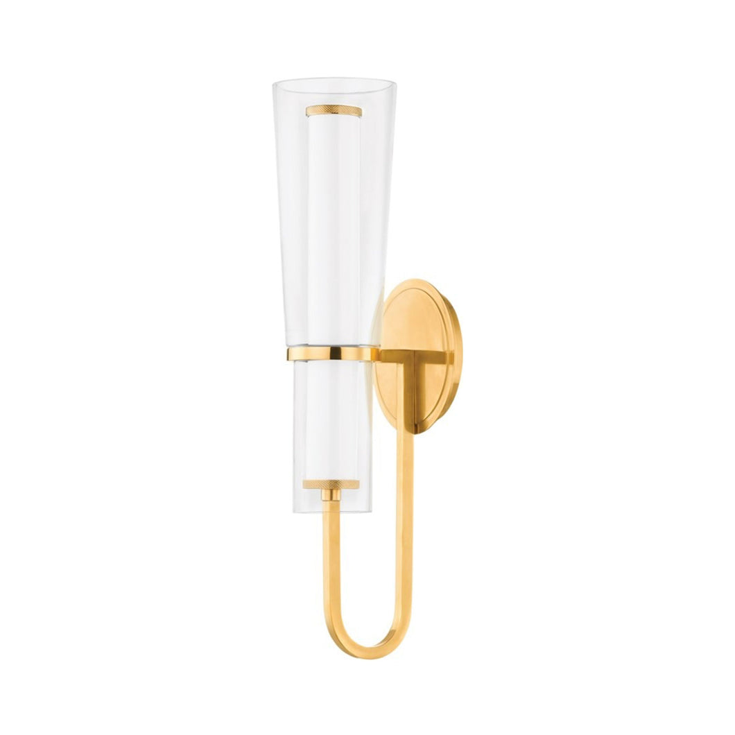 Vancouver LED Wall Light in Aged Brass.