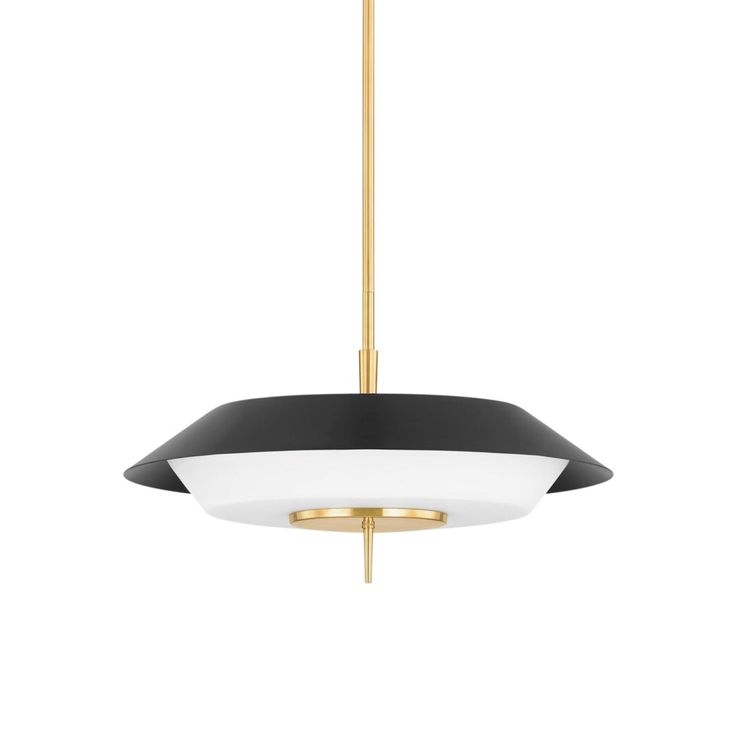 Westport Pendant Light in Aged Brass/Soft Black.