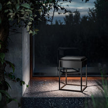 Load image into Gallery viewer, Qua Outdoor LED Solar Portable Table Lamp in Outside Area.
