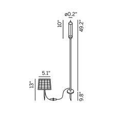 Load image into Gallery viewer, Reed Outdoor LED Solar Bollard - line drawing.
