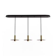 Load image into Gallery viewer, Combi Linear 3 LED Glass Pendant Light in Brass/Tea Brown(6-Inch).
