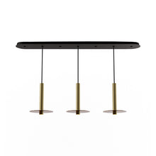 Load image into Gallery viewer, Combi Linear 3 LED Glass Pendant Light in Brass/Tea Brown(12-Inch).
