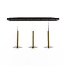 Load image into Gallery viewer, Combi Linear 3 LED Glass Pendant Light in Brass/Tea Brown(16-Inch).
