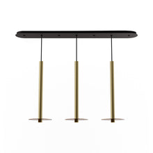 Load image into Gallery viewer, Combi Linear 3 LED Glass Pendant Light in Brass/Tea Brown(24-Inch).
