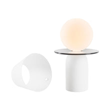 Load image into Gallery viewer, Guy Indoor/Outdoor LED Table Lamp in Matte White (Disk Collar).
