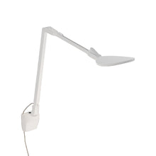 Load image into Gallery viewer, Splitty Reach LED Desk Lamp in Matte White/Slatwall Mount.
