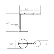 Load image into Gallery viewer, Splitty Reach Pro LED Desk Lamp - line drawing.
