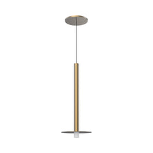 Load image into Gallery viewer, Elixir LED Pendant Light in Acrylic with Disc/Brushed Gold.
