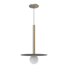 Load image into Gallery viewer, Elixir LED Pendant Light in Opal Glass with Disc/Brushed Gold.
