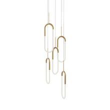 Load image into Gallery viewer, Huron LED Multi Light Pendant Light in Brushed Gold (5-Tube).
