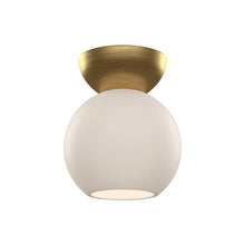 Load image into Gallery viewer, Arcadia Semi Flush Mount Ceiling Light in Brushed Gold/Opal Glass (Small).
