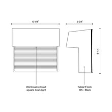 Load image into Gallery viewer, Byron Square Outdoor LED Wall Light - line drawing.
