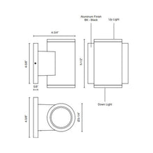 Load image into Gallery viewer, Griffith Outdoor LED Wall Light - line drawing.
