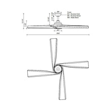 Load image into Gallery viewer, Horizon LED Ceiling Fan - line drawing.
