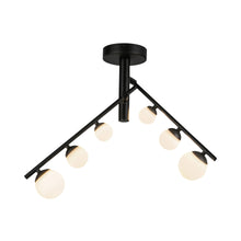 Load image into Gallery viewer, Juniper LED Semi-Flush Mount Ceiling Light in Black.
