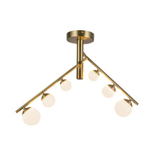 Load image into Gallery viewer, Juniper LED Semi-Flush Mount Ceiling Light in Brushed Gold.
