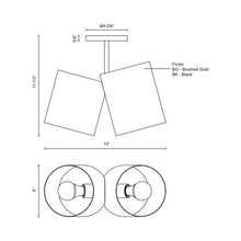 Load image into Gallery viewer, Keiko Semi-Flush Mount Ceiling Light - line drawing.
