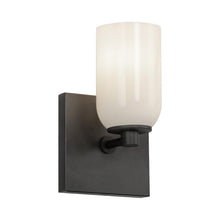 Load image into Gallery viewer, Nola Wall Light in Black/Glossy Opal Glass (1-Light).
