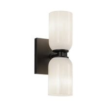 Load image into Gallery viewer, Nola Wall Light in Black/Glossy Opal Glass (2-Light).
