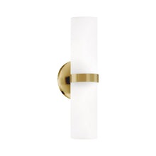 Load image into Gallery viewer, Milano Double LED Wall Light in Brushed Gold.
