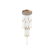 Load image into Gallery viewer, Motif Round LED Pendant Light in Brushed Gold (Small).
