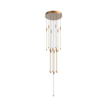 Load image into Gallery viewer, Motif Round LED Pendant Light in Brushed Gold (Medium).
