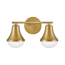 Load image into Gallery viewer, Haddie Bath Wall Light in Lacquered Brass (2-Light).
