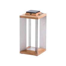 Load image into Gallery viewer, Blade Outdoor Solar LED Lantern in Teak/Stainless Steel (Medium).
